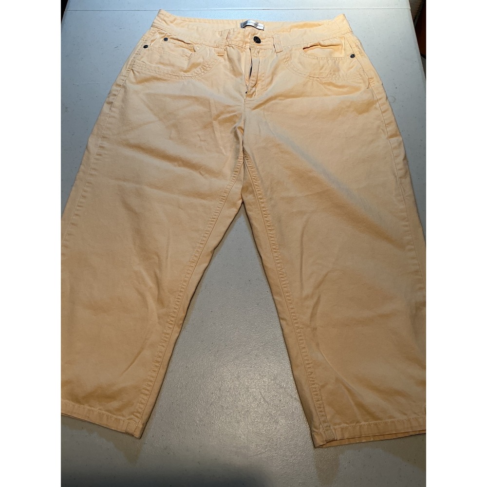 Christopher & Banks Womens Size 10 Peach Cropped Capri Pants Button Hem Casual